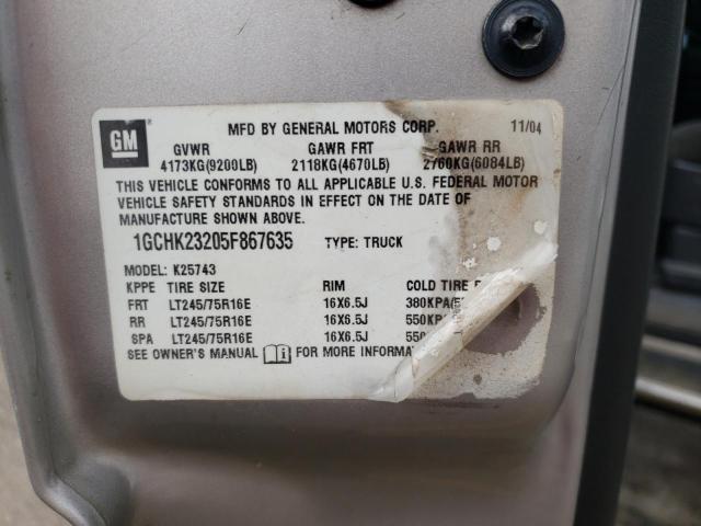 2005 Chevrolet Silverado K2500 Heavy Duty VIN: 1GCHK23205F867635 Lot: 40879834