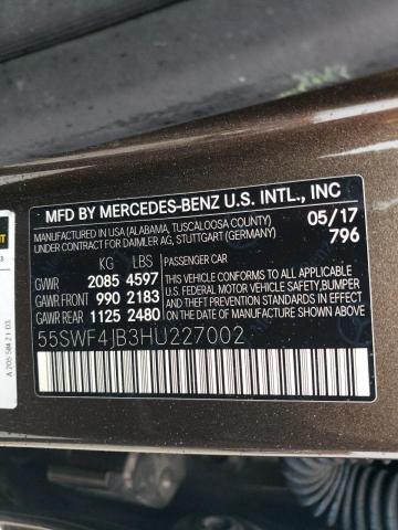 55SWF4JB3HU227002 2017 MERCEDES-BENZ C-CLASS - Image 12