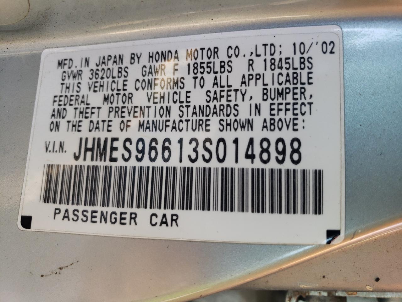 JHMES96613S014898 2003 Honda Civic Hybrid