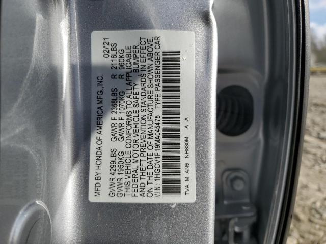 2021 Honda Accord Lx VIN: 1HGCV1F19MA045475 Lot: 42303714