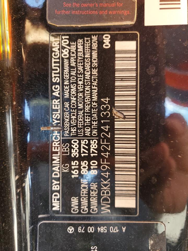 WDBKK49F42F241334 2002 Mercedes-Benz Slk 230 Kompressor