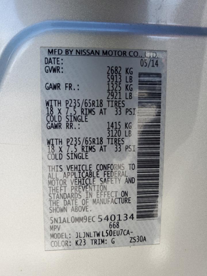 5N1AL0MM9EC540134 2014 Infiniti Qx60