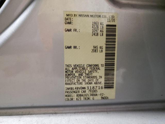 2021 NISSAN ALTIMA S 1N4BL4BV0MN318716