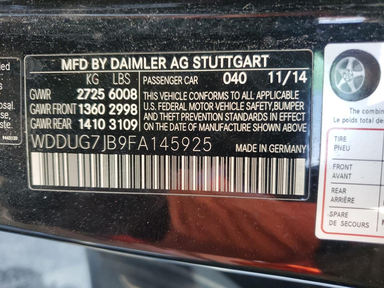 WDDUG7JB9FA145925 2015 Mercedes-Benz S 63 Amg