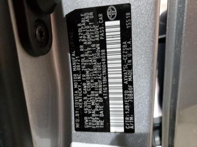 VIN 4T1G11BK1NU048098 2022 Toyota Camry, SE no.12