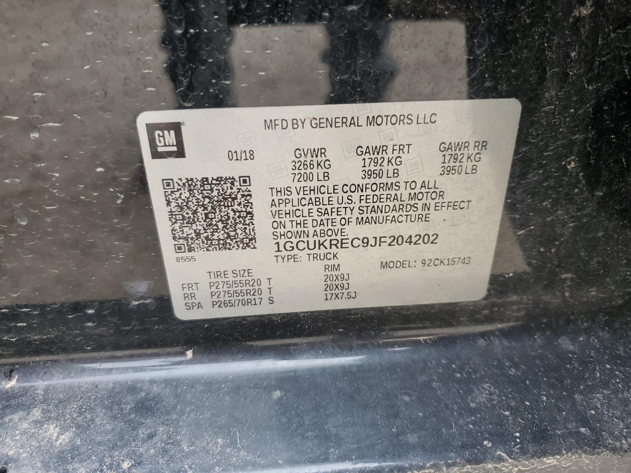 2018 Chevrolet Silverado K1500 Lt vin: 1GCUKREC9JF204202