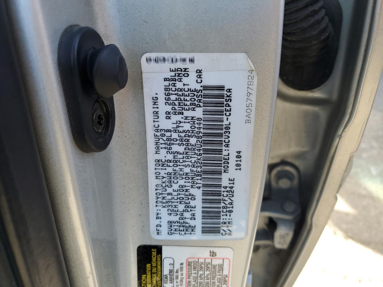 4T1BE32K64U289440 2004 Toyota Camry Le