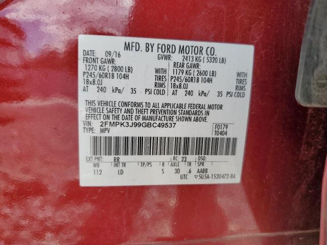 2FMPK3J99GBC49537 2016 FORD EDGE, photo no. 14