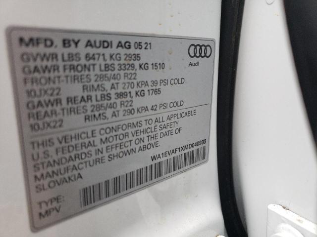 2021 AUDI Q8 PREMIUM - WA1EVAF1XMD040933