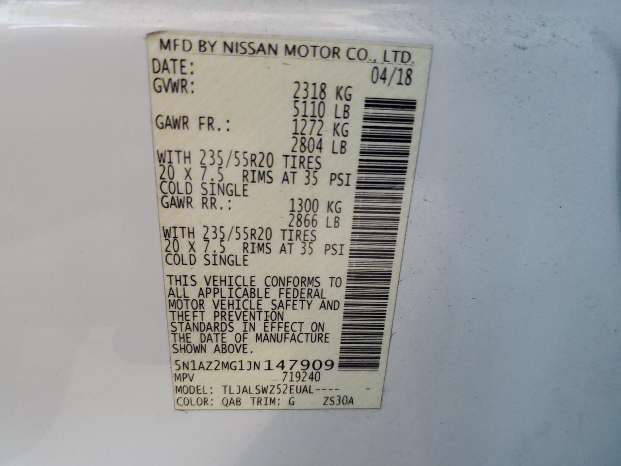 5N1AZ2MG1JN147909 2018 Nissan Murano S