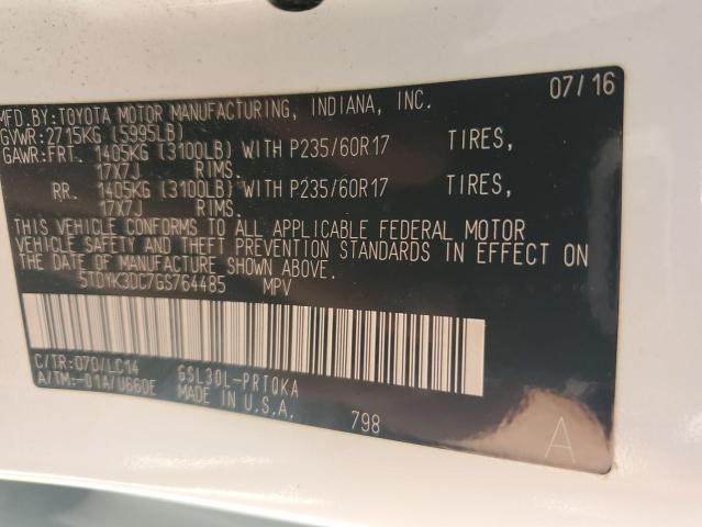 2016 TOYOTA SIENNA XLE 5TDYK3DC7GS764485