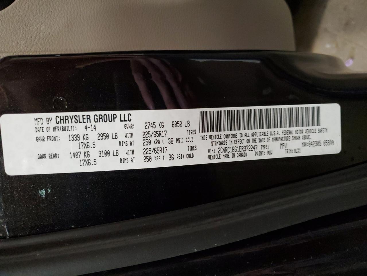 2C4RC1BG1ER372247 2014 Chrysler Town & Country Touring