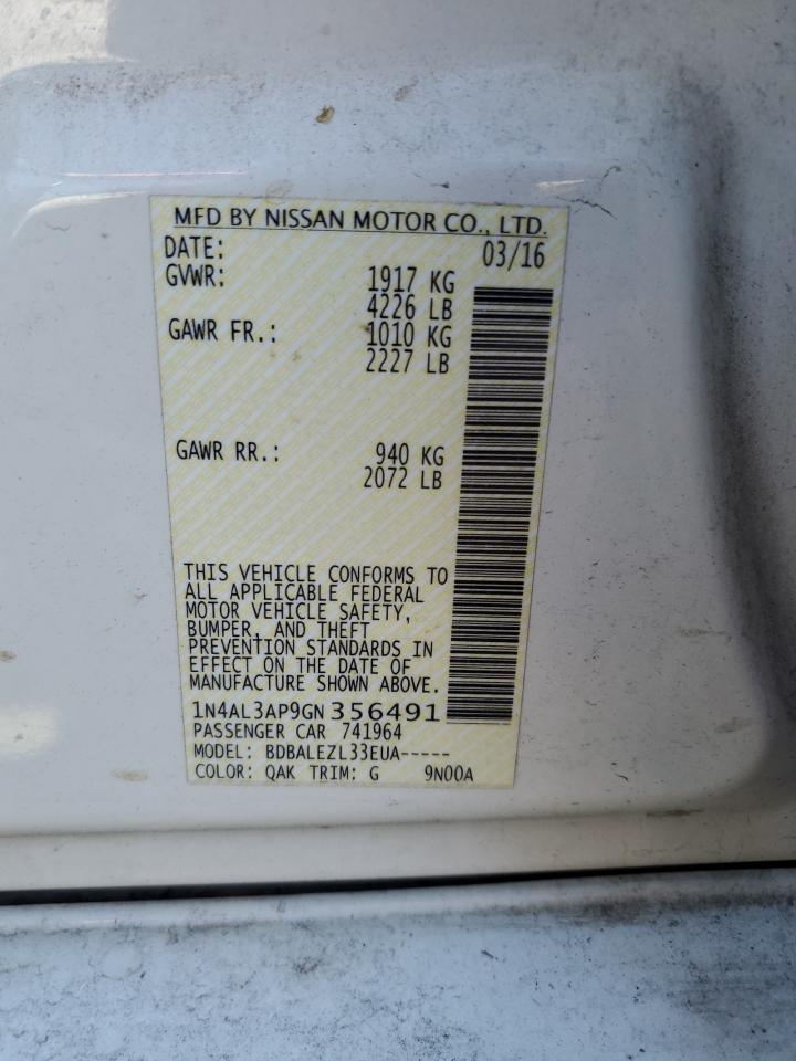 1N4AL3AP9GN356491 2016 Nissan Altima 2.5