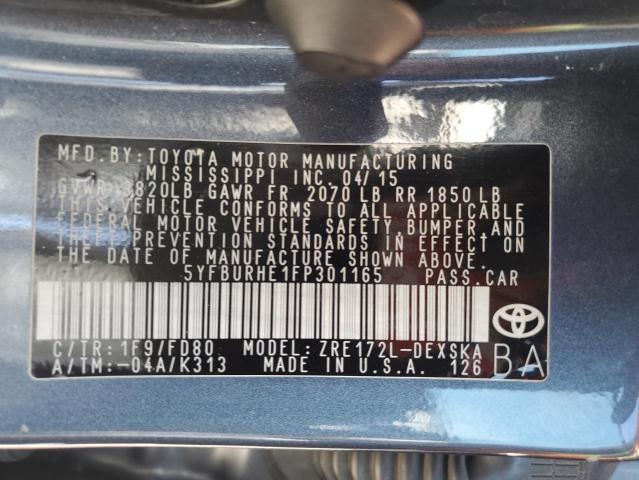 2015 TOYOTA COROLLA L 5YFBURHE1FP301165