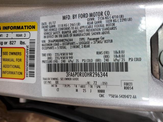 3FA6P0RU0HR296344 2017 FORD FUSION - Image 12