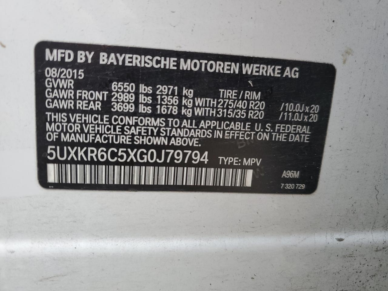 5UXKR6C5XG0J79794 2016 BMW X5 xDrive50I