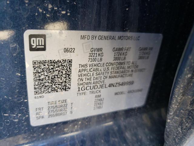 2022 CHEVROLET SILVERADO 1GCUDJEL4NZ549959