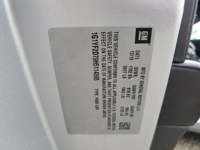 2017 CHEVROLET CORVETTE S 1G1YF2D79H5114395