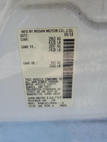 2019 NISSAN ALTIMA S - 1N4BL4BV7KC116707