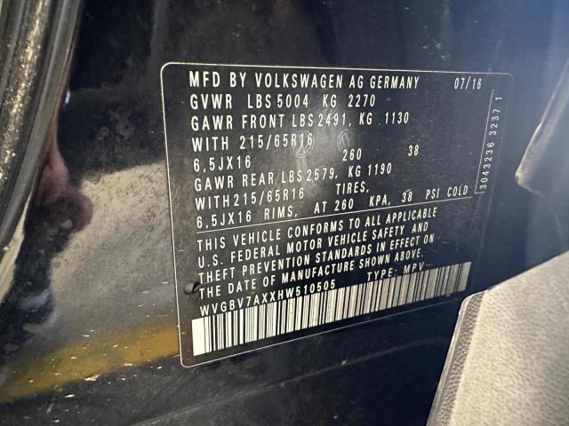 2017 VOLKSWAGEN TIGUAN S WVGBV7AXXHW510505
