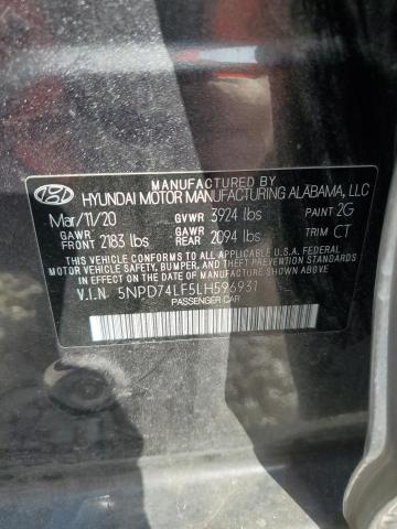 VIN 5NPD74LF5LH596931 2020 HYUNDAI ELANTRA no.12