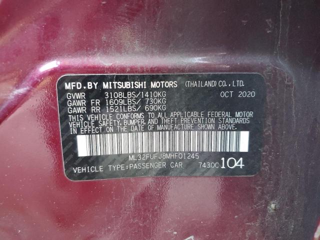 2021 Mitsubishi Mirage G4 Es VIN: ML32FUFJ8MHF01245 Lot: 44408564