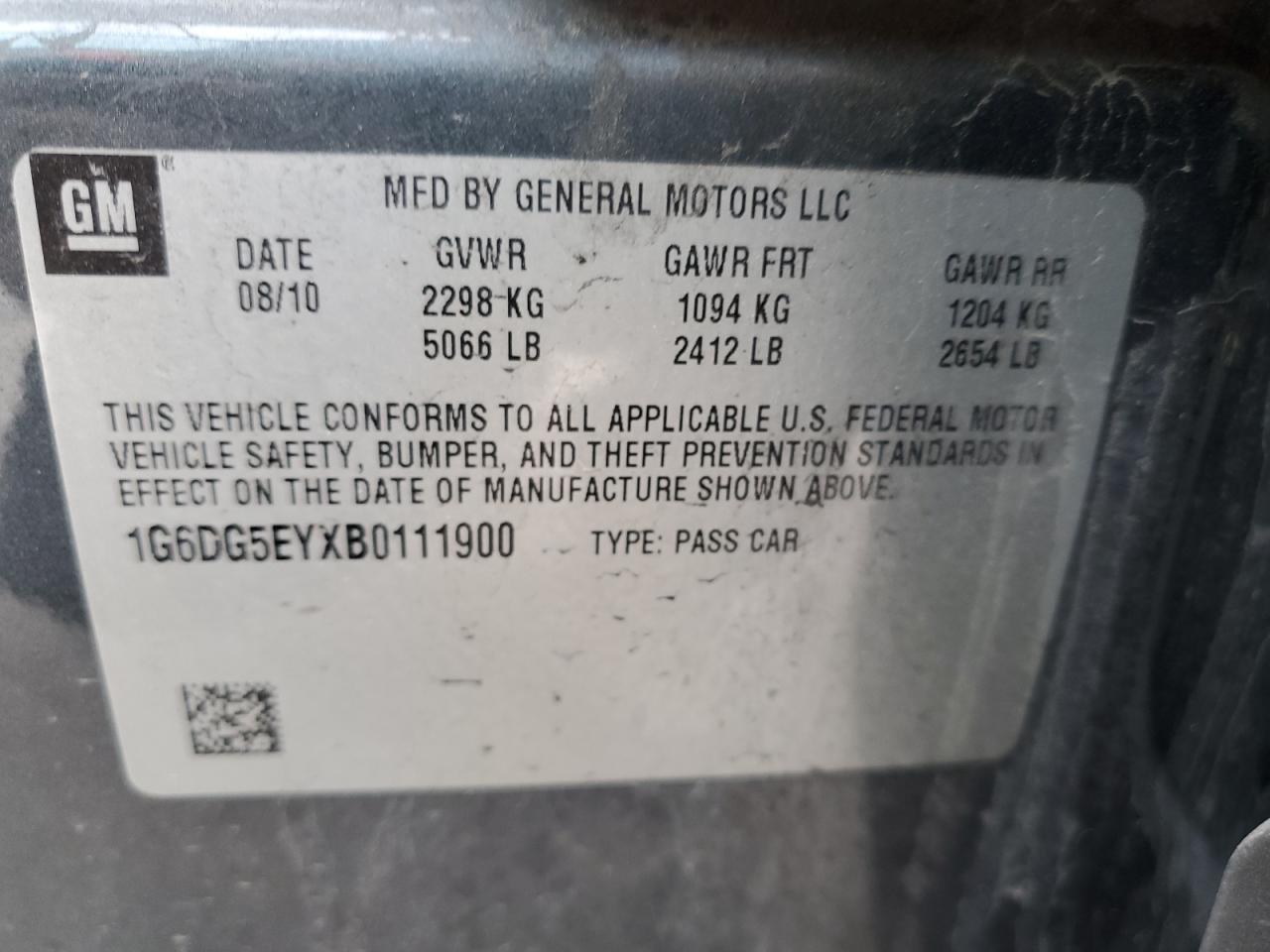 1G6DG5EYXB0111900 2011 Cadillac Cts Luxury Collection