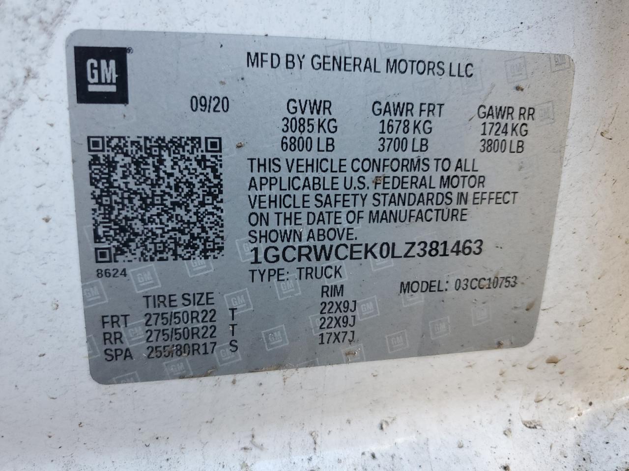 1GCRWCEK0LZ381463 CHEVROLET ALL Models 2020