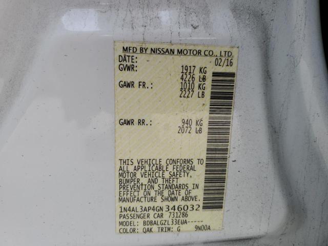 2016 NISSAN ALTIMA 2.5 1N4AL3AP4GN346032