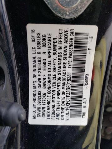 2016 HONDA CIVIC EX - 19XFC1F33GE019281