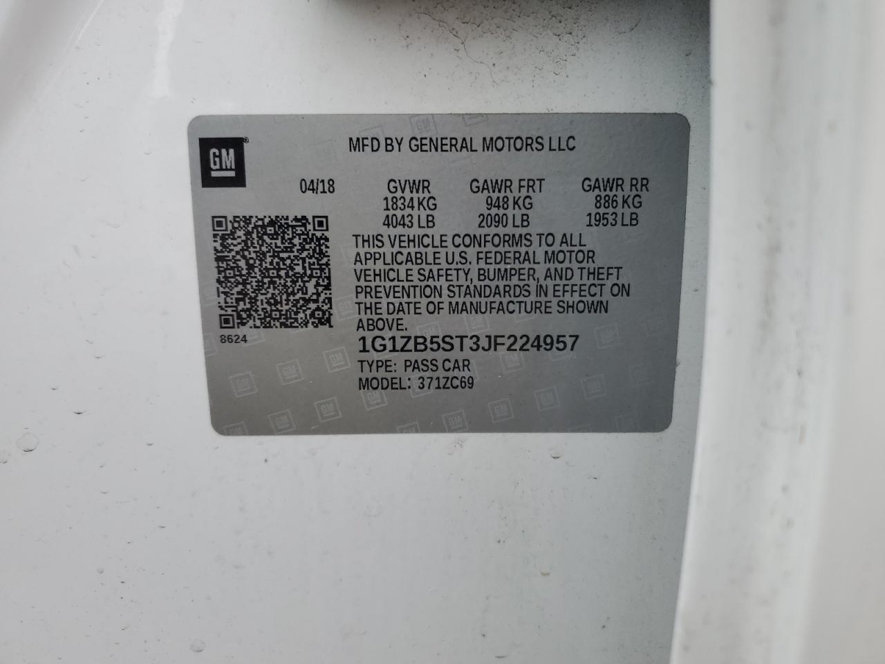 1G1ZB5ST3JF224957 CHEVROLET MALIBU 2018