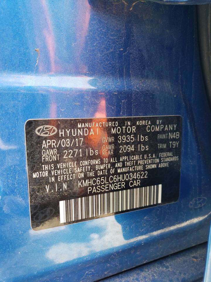 KMHC65LC6HU034622 2017 Hyundai Ioniq Blue