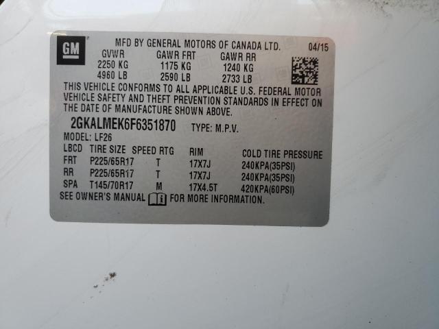 2015 GMC Terrain Sle VIN: 2GKALMEK6F6351870 Lot: 44185444