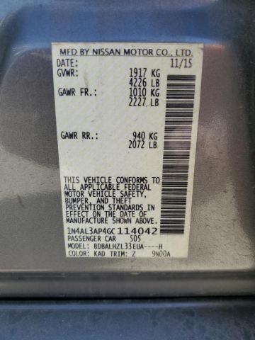 2016 Nissan Altima 2.5 VIN: 1N4AL3AP4GC114042 Lot: 43649434