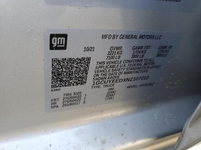 2022 CHEVROLET SILVERADO 1GCUYEEDXNZ107210