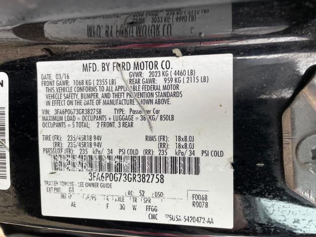 3FA6P0G73GR382758 2016 FORD FUSION - Image 10