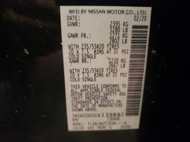 2020 NISSAN MURANO PLA 5N1AZ2DS1LN139882