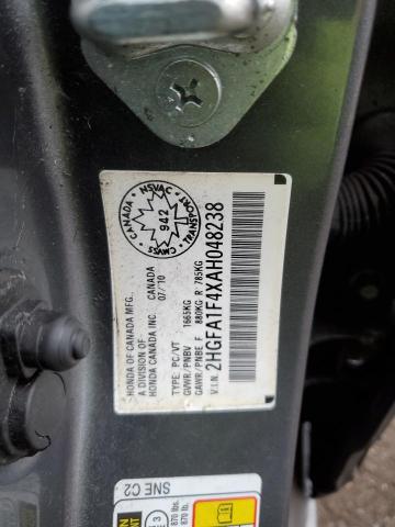 2010 Honda Civic Dx-G VIN: 2HGFA1F4XAH048238 Lot: 42410504