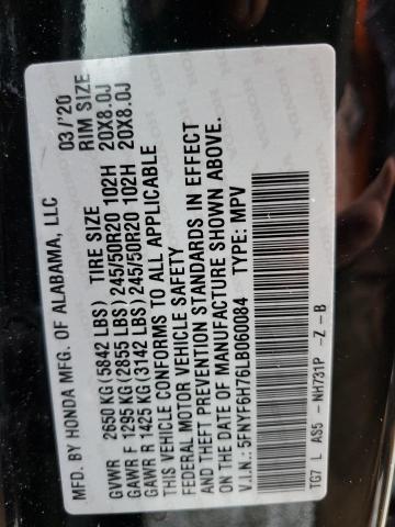 2020 HONDA PILOT BLAC - 5FNYF6H76LB060084