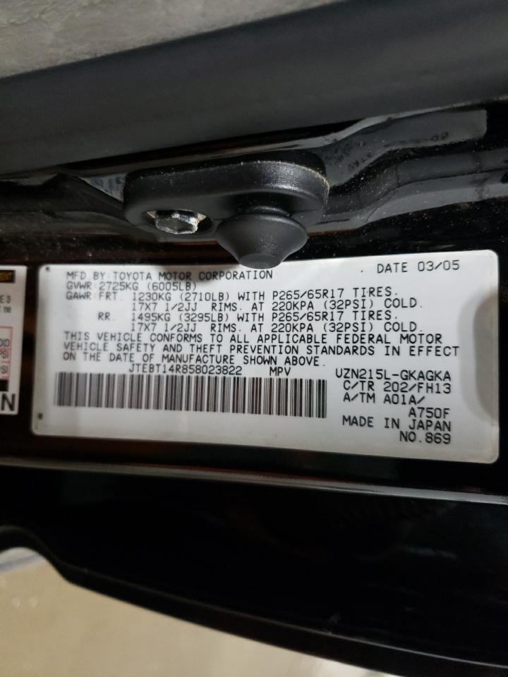 jtebt14r858023822 JTEBT14R858023822 2005 Toyota 4Runner Sr5