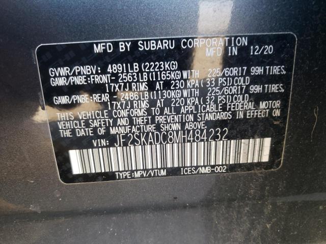 2021 Subaru Forester VIN: JF2SKADC8MH484232 Lot: 42879374