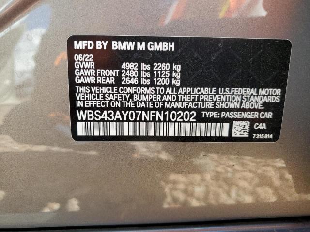 VIN WBS43AY07NFN10202 2022 BMW M3, Competition no.13