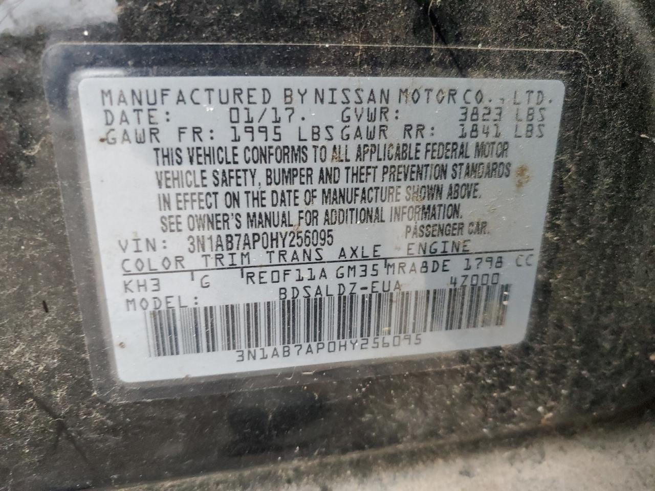 3N1AB7AP0HY256095 NISSAN SENTRA 2017