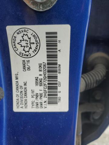 2016 HONDA CIVIC EX - 2HGFC2F72GH032067