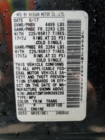 2017 Nissan Rogue S VIN: JN8AT2MT0HW399288 Lot: 44561474