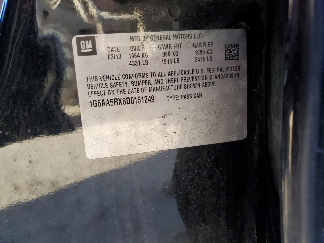 1G6AA5RX8D0161249 2013 Cadillac Ats