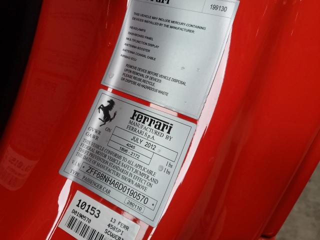 2013 Ferrari 458 Spider VIN: ZFF68NHA6D0190570 Lot: 42883374