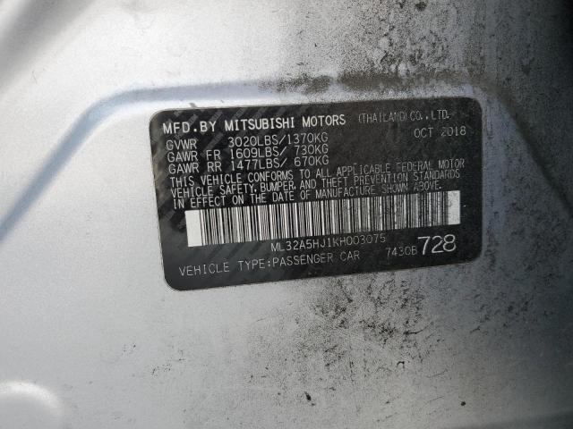 2019 MITSUBISHI MIRAGE LE ML32A5HJ1KH003075