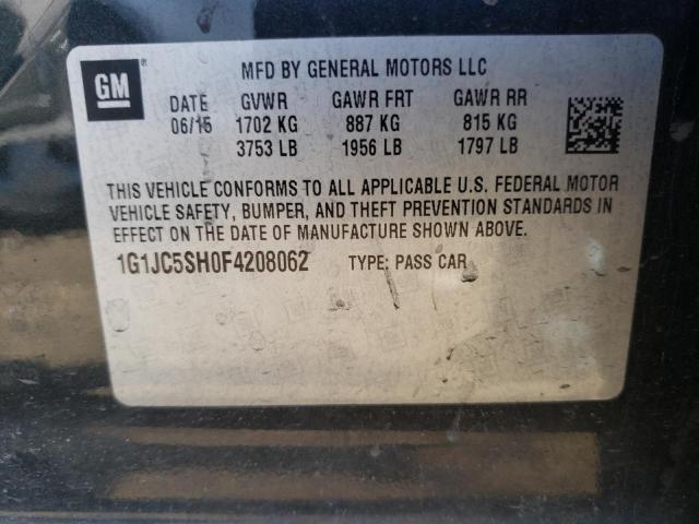 Lot #2421569957 2015 CHEVROLET SONIC LT salvage car