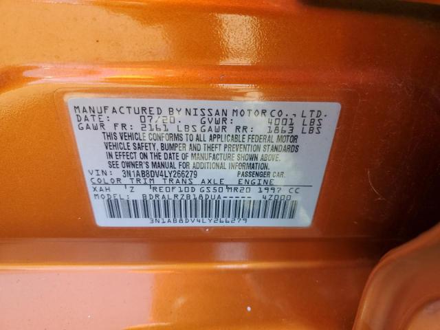 2020 Nissan Sentra Sr VIN: 3N1AB8DV4LY266279 Lot: 44161164